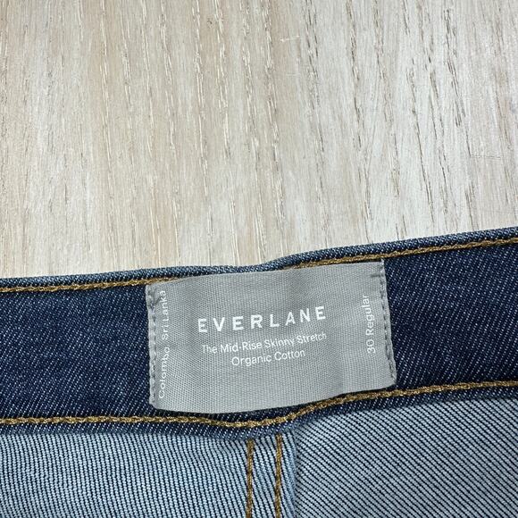 Everlane Mid Rise Skinny Stretch Dark Wash Organic Cotton Blue Denim Jeans 30 - Picture 9 of 15